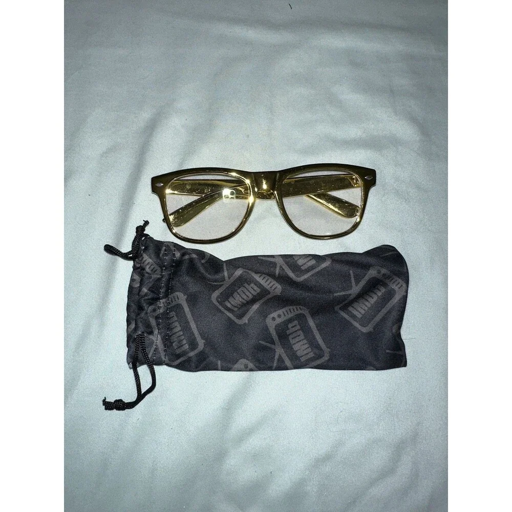 IMDb Exclusive Gold Promo Glasses with Drawstring Pouch – Rare Collectible Swag